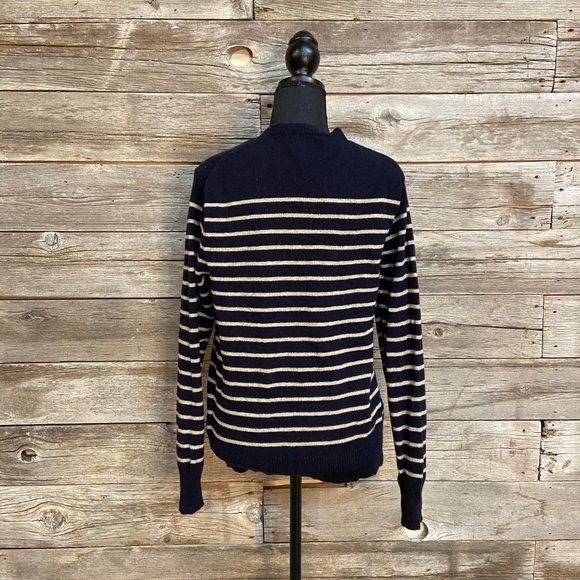 J Crew Striped Blue and Cream Sweater - Picture 2 of 6